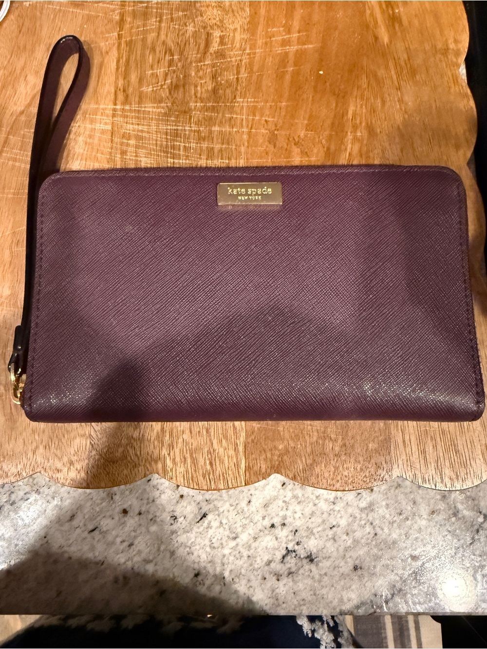 kate spade Purple Saffiano Zip Around Wristlet Wallet